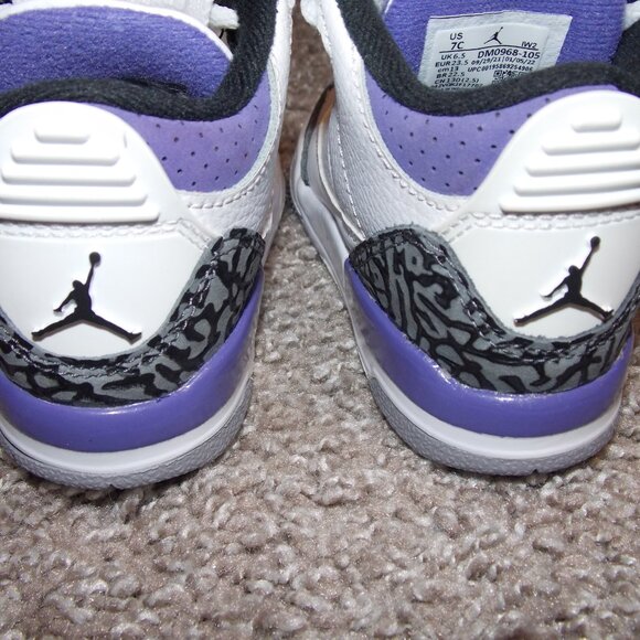 Kids Air Jordan 3 Retro "Dark Iris Purple" Size 7C - Picture 3 of 9